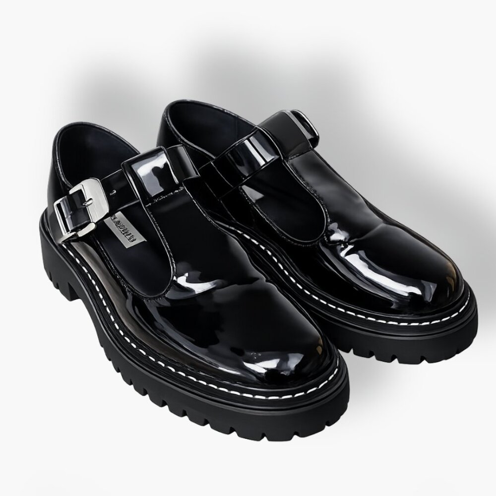 Steve Madden Black Patent Leather Loafers Size 8.5